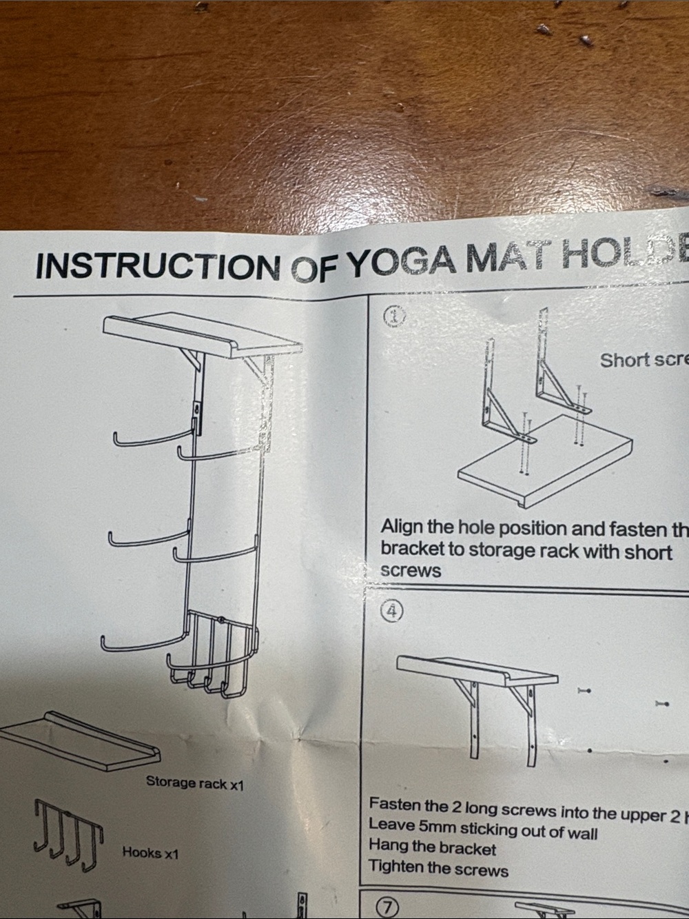 Yoga Mat Holder Wall Rack - black w wood shelf - never put together